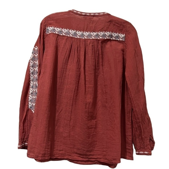 Joie Tsoline Embroidered Top Small 💯 Cotton Boho Fall Blouse O - Picture 3 of 5